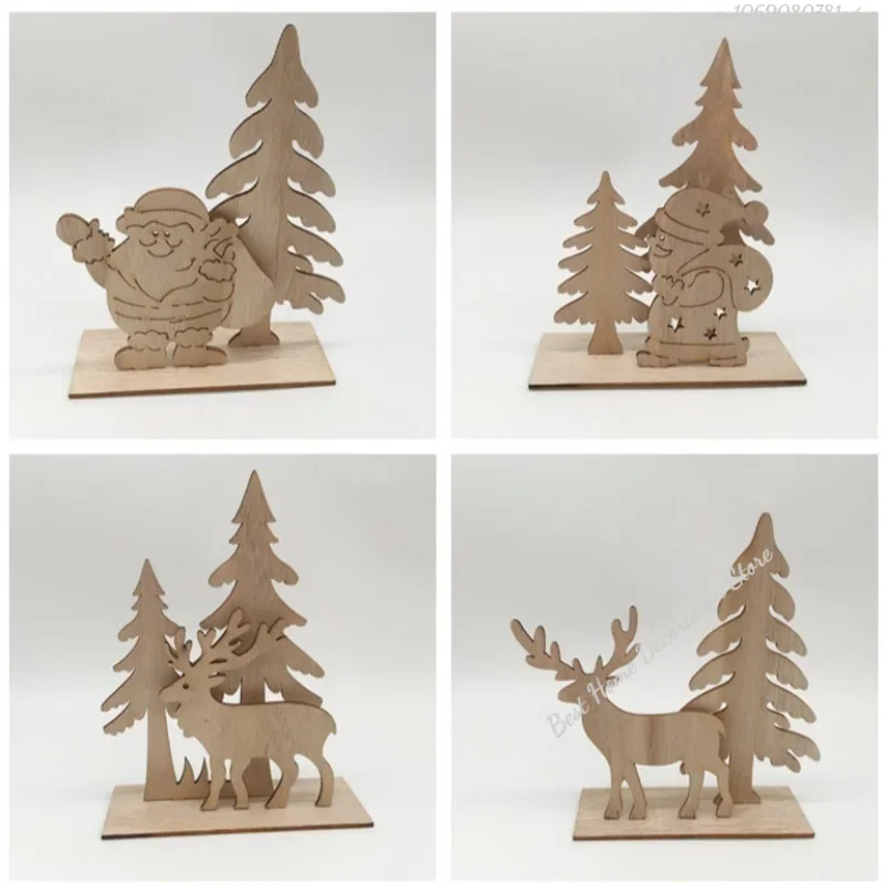 New Year'S Eve Decorations Christmas Wooden Village Scene Wooden Table Decor Diy Tree Reindee R Christmas Decorations 2025