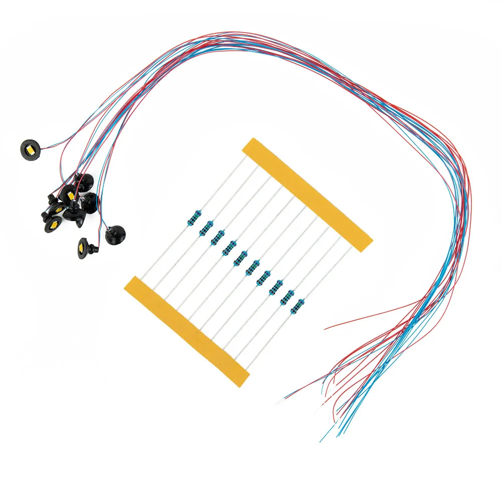 مجموعة من 10 OO HO مقياس LED ضوء الشارع نموذج مصابيح الحائط مع الأسلاك والمقاومات لنموذج السكك الحديدية ومشاهد الديوراما #6