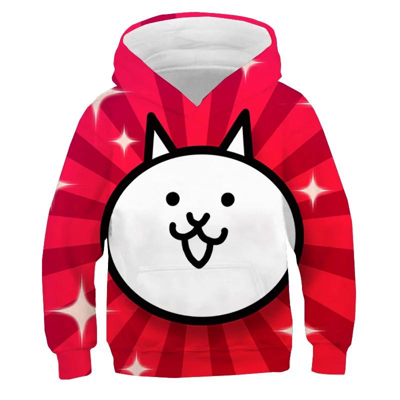 

Cartoon Hoodies Game The Battle Cats Hooded Sweatshirts Boys Girls Casual Pullover Kids Autumn Hoody Tops Children Cute Clothes