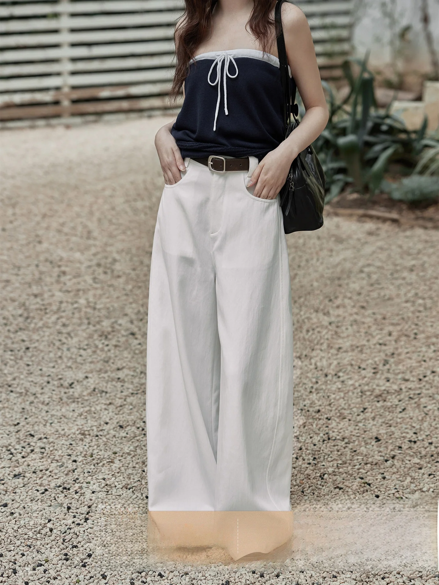 

Ximen 2026 New Spring Summer Korean Style High Waist Wide Leg Casual Pants White Color Ladies High Quality Trousers