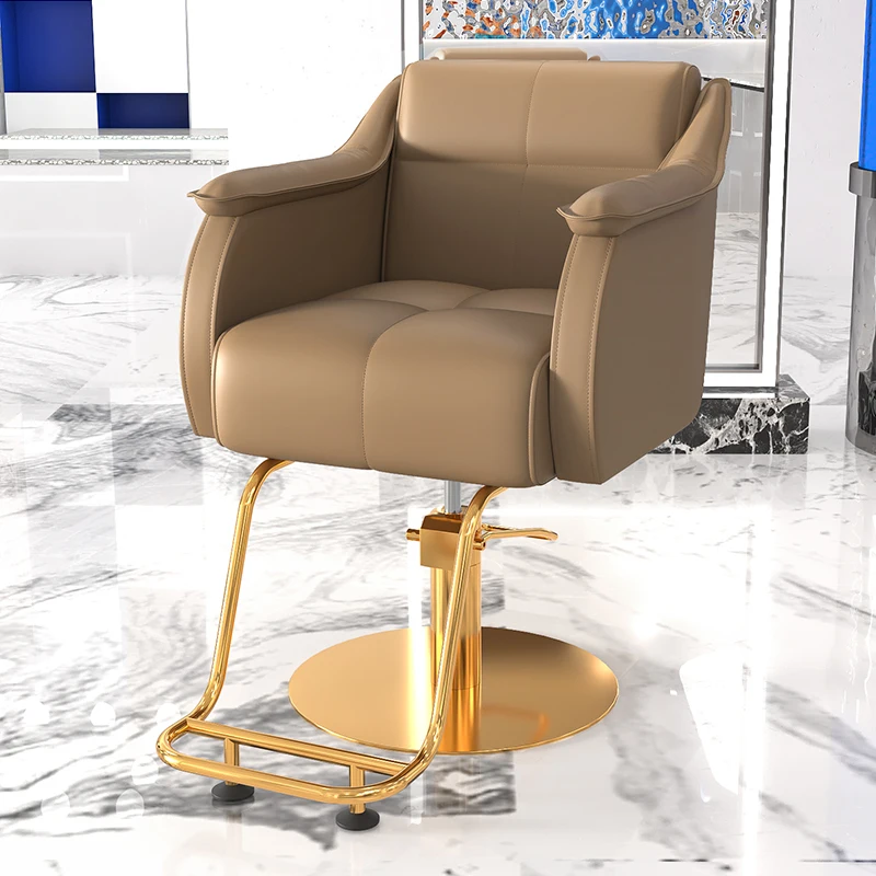 

Aesthetic Swivel Barber Chairs Backrest Golden Professional Hairdressing Chairs Styling Sandalye Hairdressing Furniture MQ50BC