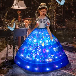 Uporpor Encanto Mirabel Princess LED Light Up Dress for Girls Cosplay Isabela Christmas Birthday Party Carnival Evening Dresses