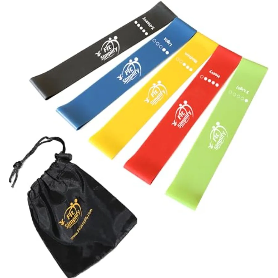 

Resistance Loop Exercise Bands with Instruction Guide and Carry Bag, Set of 5