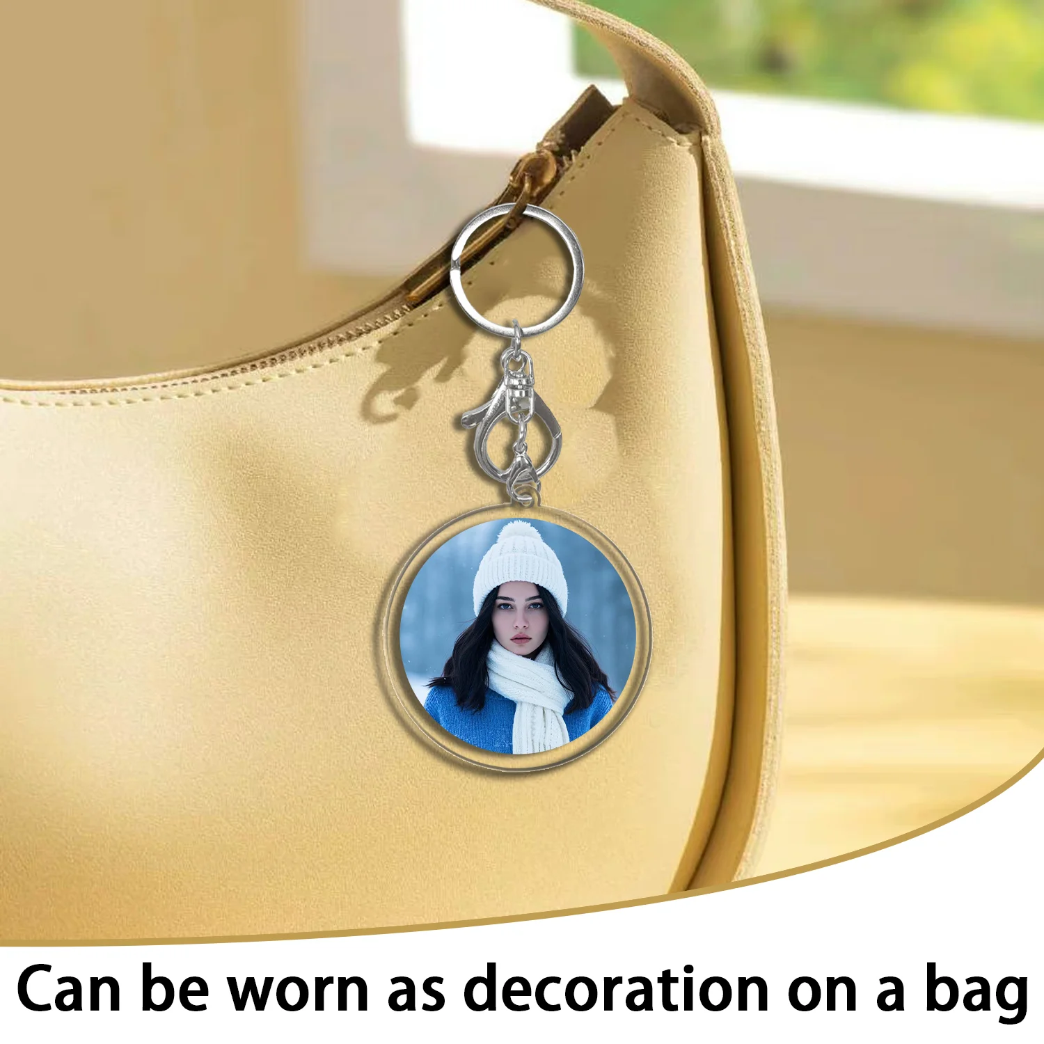 1pc/3pcsCustomized Acrylic Round Keychain, Backpack Charm, Acrylic Car Keychain, Couple, Friends, Pets, for Gifting to Family an