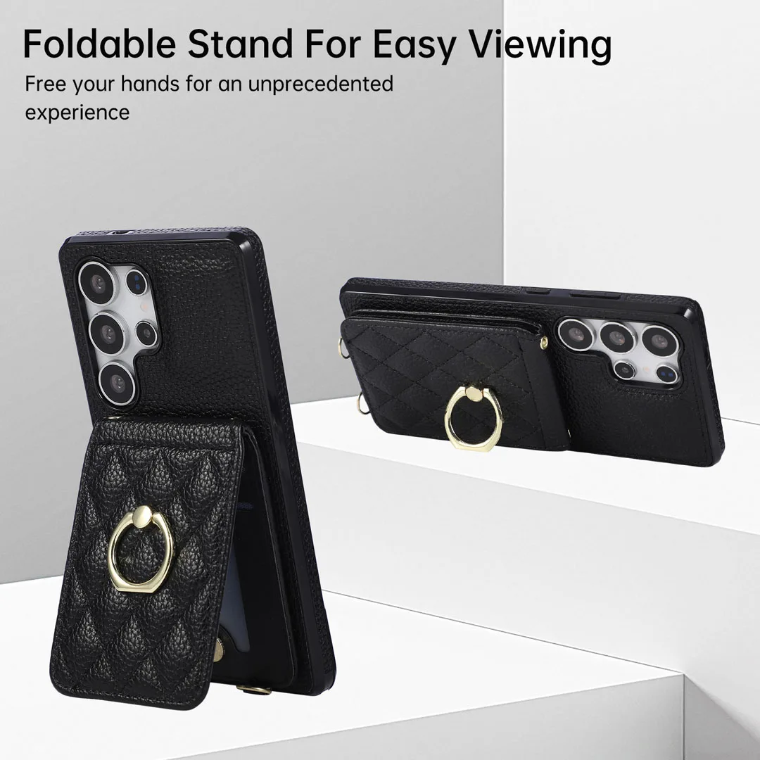 Cost-Effective Leather Card Wallet Case For Samsung Galaxy S24 Plus S25 S26 Ultra S23 FE S22 A57 A56 A36 A17 Cover Ring Stand