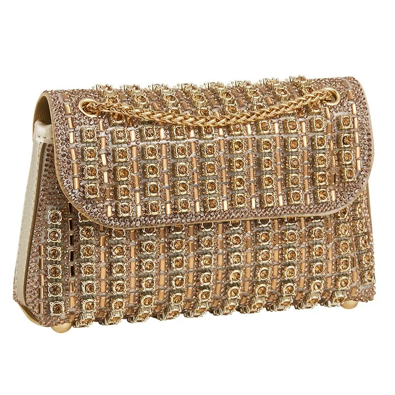 TOPHIGH Multi-color Square Tote Bag Fashion Glitter Bling Purse Shiny  Rhinestone Chain Decor Women Shoulder Evening Bag