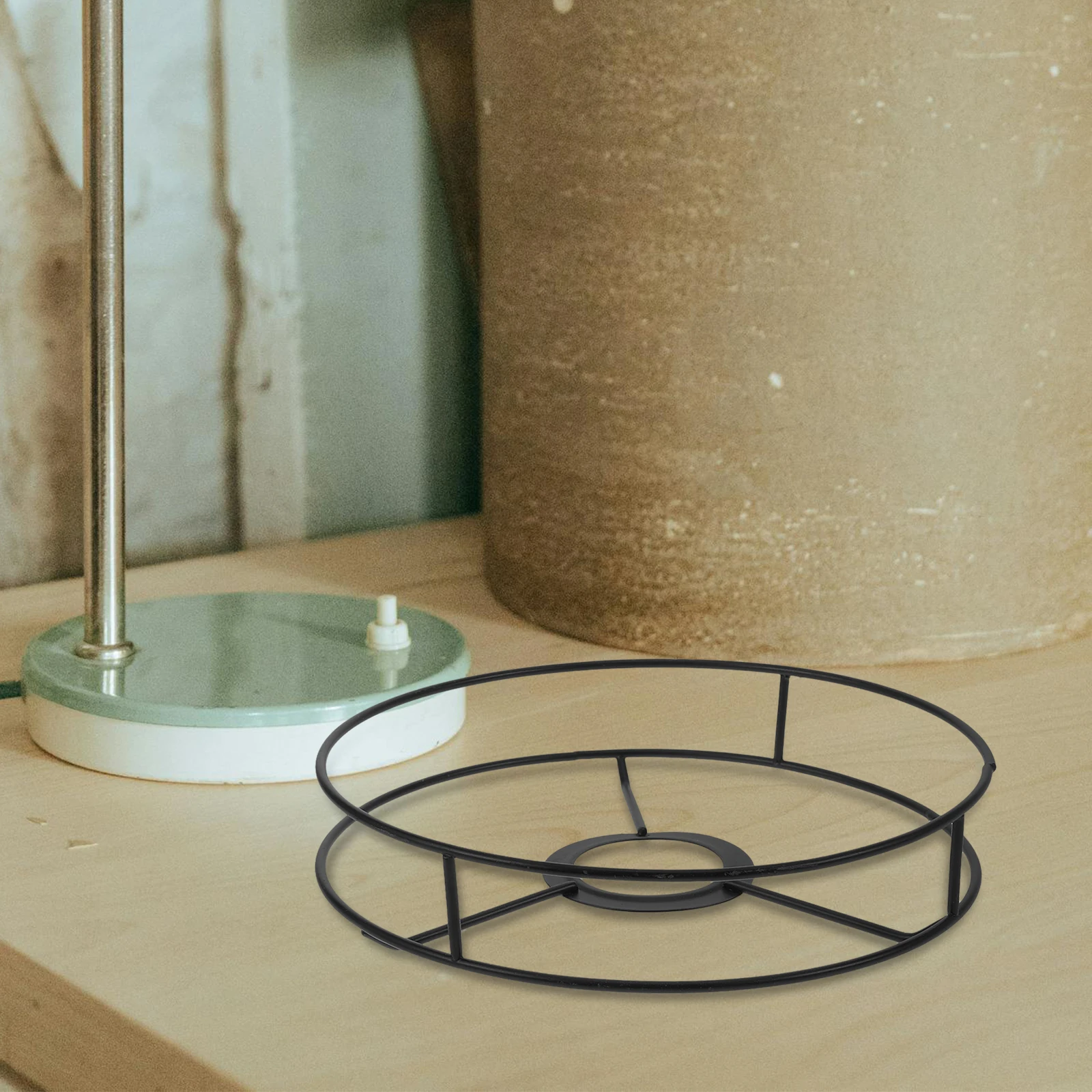 

Round Lampshade Metal Frame for DIY Diy Lampshade Bracket Bracket Table Light Racks Black Home Office Circular Shades Holder
