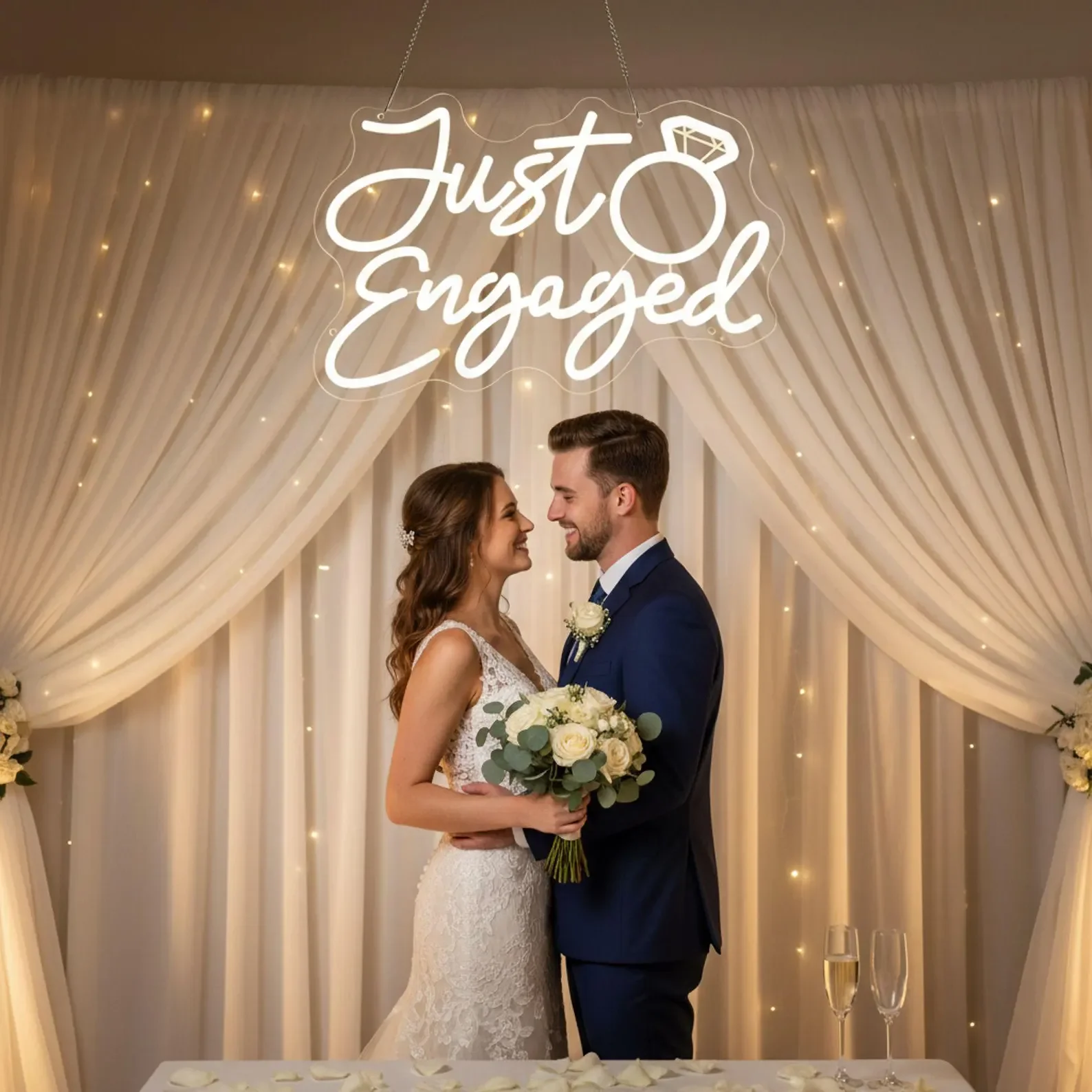 Just Engaged Neon Sign,Engagement Party Decor,Diamond Ring  Sign,Proposal Neon Sign,Wedding Reception Wall Art,Bride to Be Gift