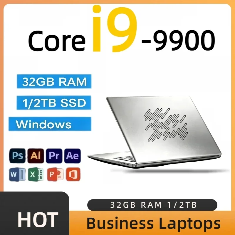 Ultra Slim 15.6 Inch Business Laptops Notebook PC Intel  Core i9-9900 32GB RAM 2TB SSD For Office Games Computer lag-free