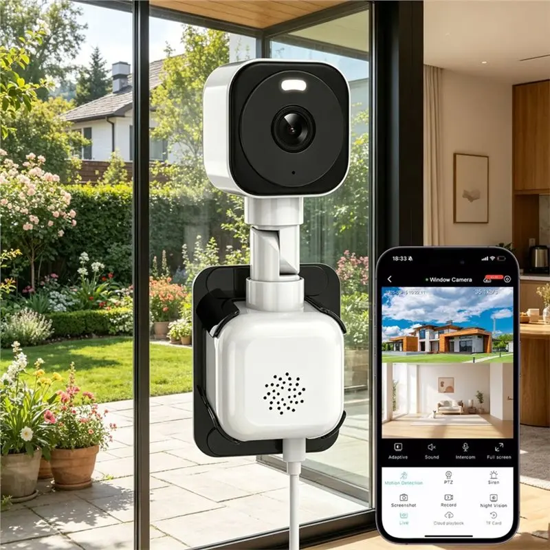 ABJF-2K Window Camera 5Ghz Wifi Indoor Outdoor Dual Cameras Color Night Vision Motion Detection Home Security Cam