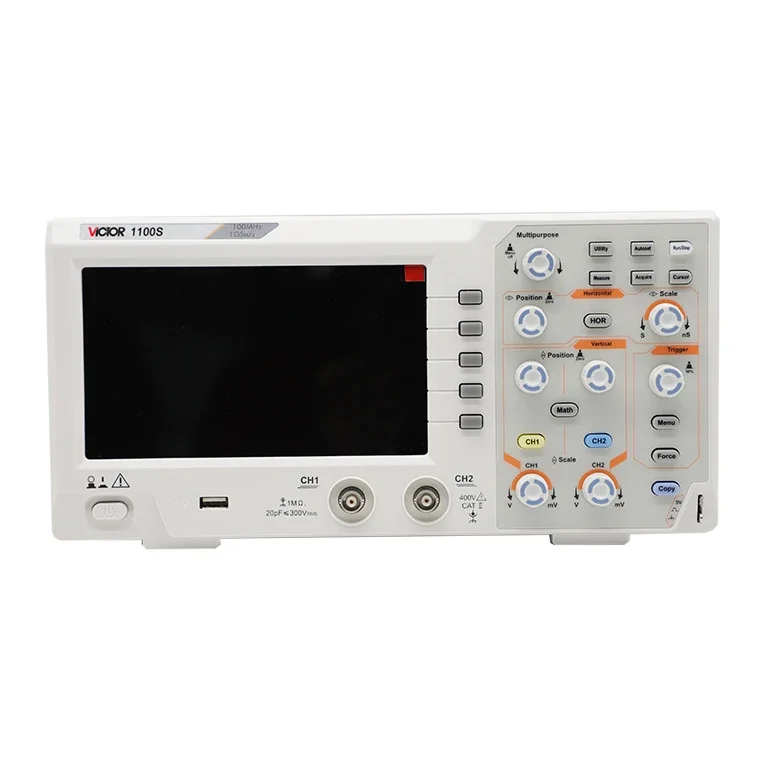 100mhz Bandwidth VC1100S Digital Oscilloscope 2 Channels and Screen 7 inch TFT-LCD Display Professional Industrial Oscilloscope