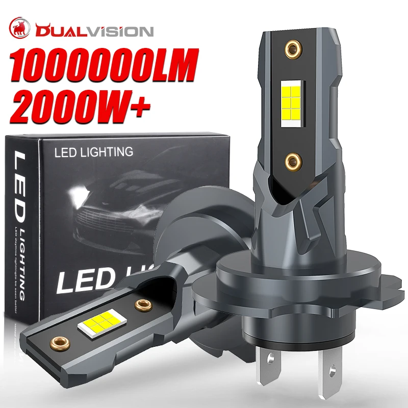 

Комплект светодиодных ламп H7 Mini Wireless 200W 1000000LM 6500K 7035 CSP для автомобильных фар 12V Белые автоматические диодные лампы H7 безвентиляторные светодиодные лампы