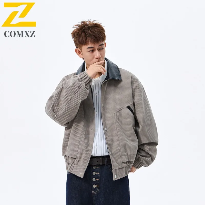 

COMXZ Luxury Men Jackets Turndown Collar Outdoor Hiking Lightweight Windbreaker Trendy American Fashion Windproof Autumn Coat