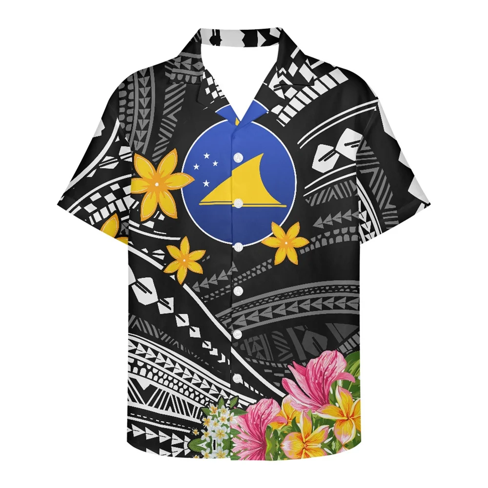 Sublimation Men Shirts Polynesian Tribal Samoa Tokelau Islands Clothing Button Down Casual Summer Beachwear Loose Aloha Shirt