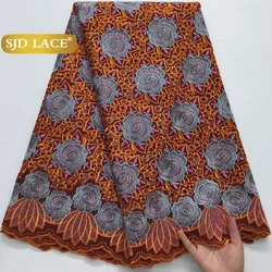 SJD LACE African Stones Cotton Fabrics Wedding Dresses 2025 Latest Nigerian Cotton Lace Fabrics Swiss Voile Lace For Women 4238