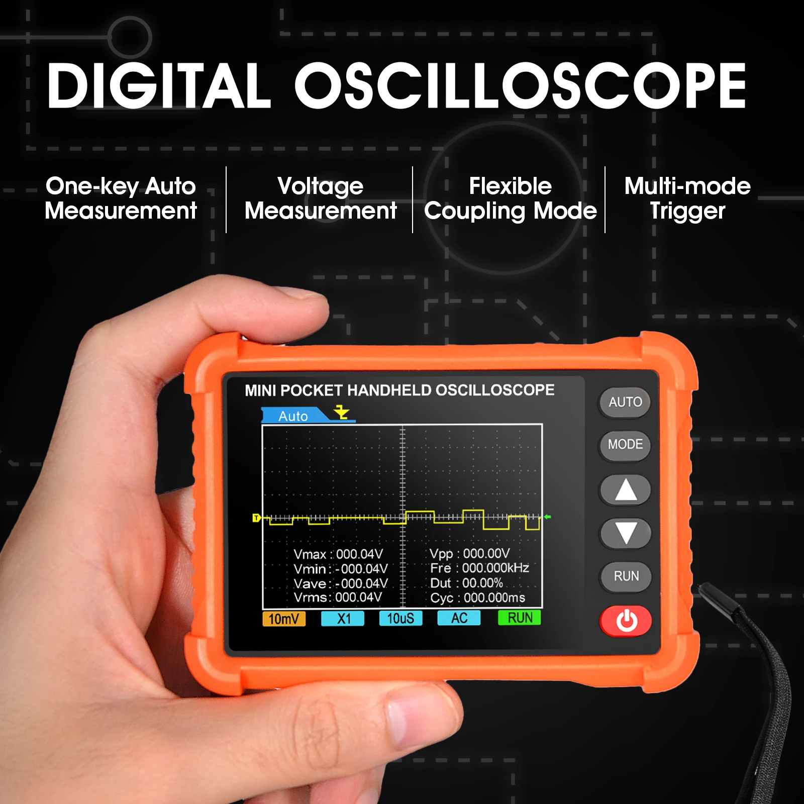 Handheld Oscilloscope, Digital Lab Oscilloscope Kit with 250KHz Bandwidth, 2.5MS/s High Sampling Rate, 2.8