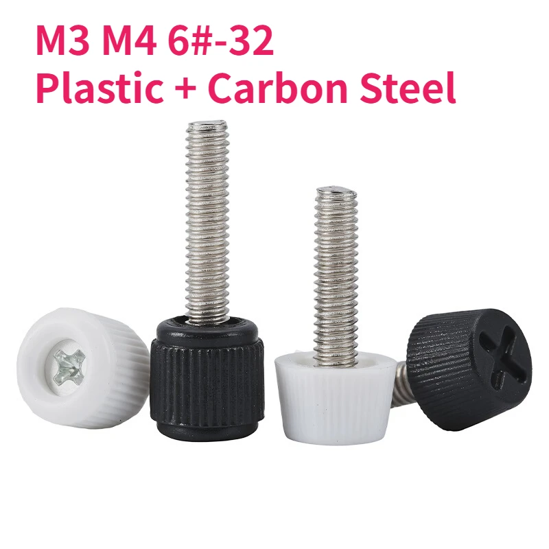 10/20 ชิ้น M3 M4 6 # -32 สกรูคอมพิวเตอร์ หัวฟิลลิปส์ ด้ามจับพลาสติก ยาง สกรูปรับระดับ แผงด้านข้างเมนบอร์ด โบลท์