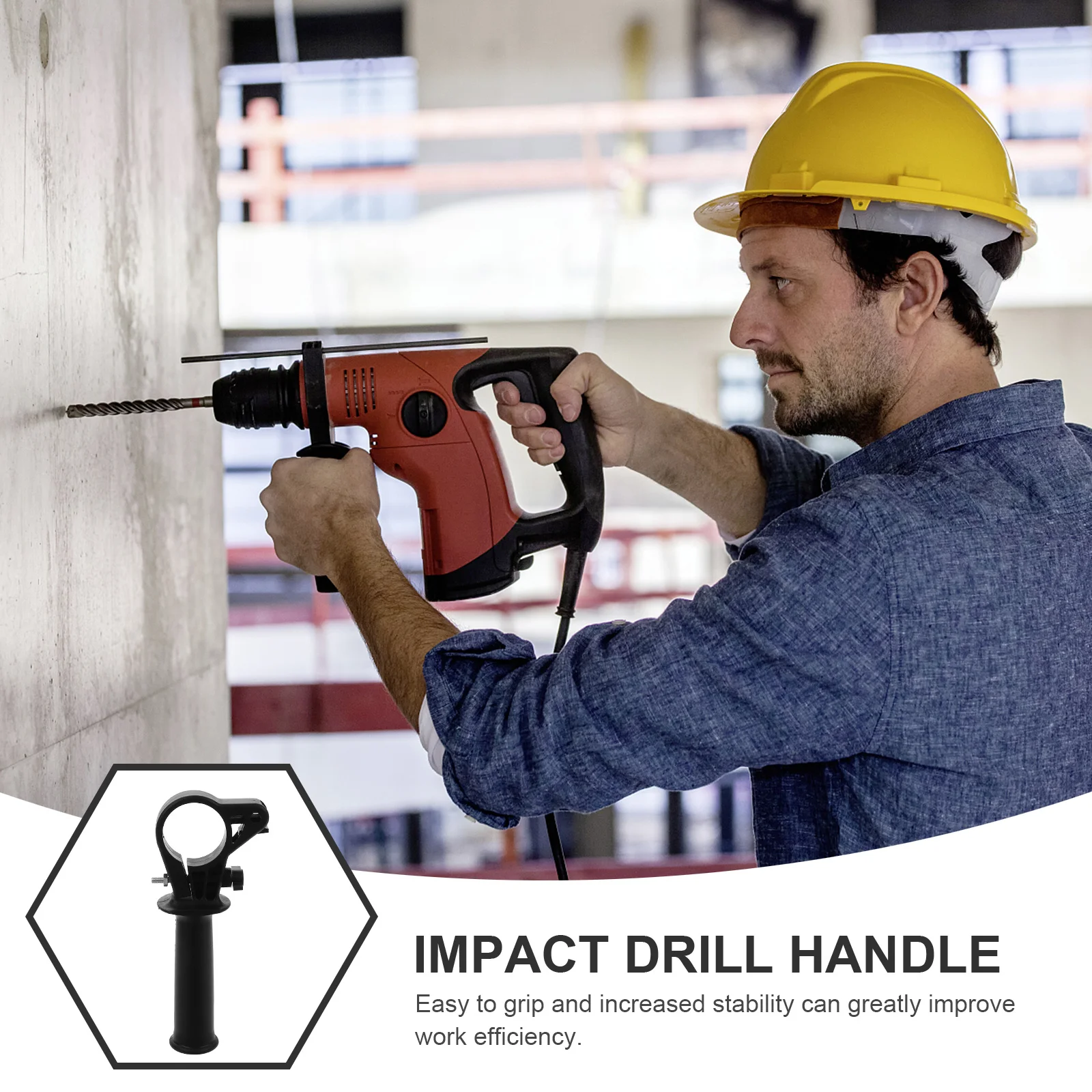 

Auxiliary Impact Drill Handle Plastic Replacement Front Hammer Powder Drill Handle Easy Install Stable Control Reduce Hand