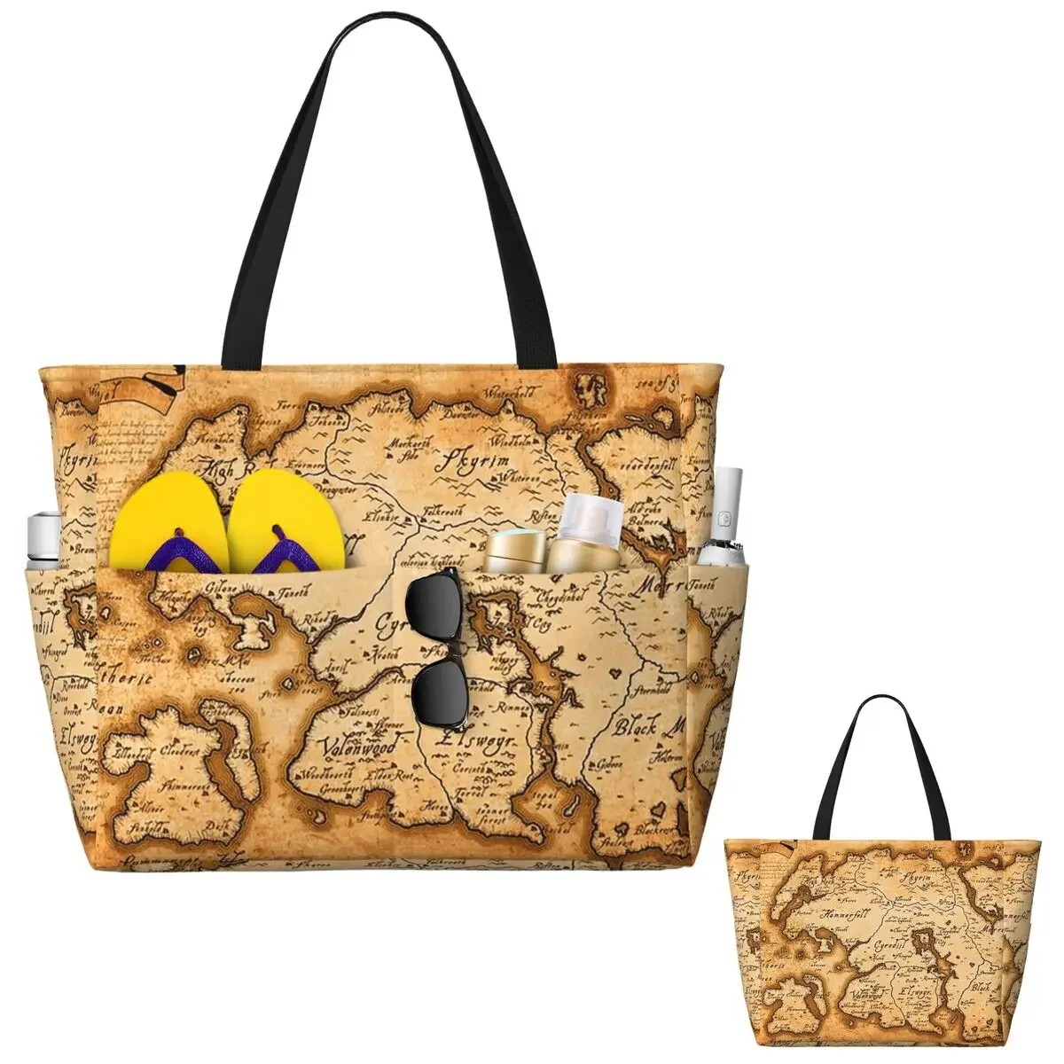 

Map Of Tamriel - Elder Scrolls Iv Oblivion Beach Tote Bag Sport Gym Yoga Duffle Large Tote Bag Women Travel Bag Fitness bag