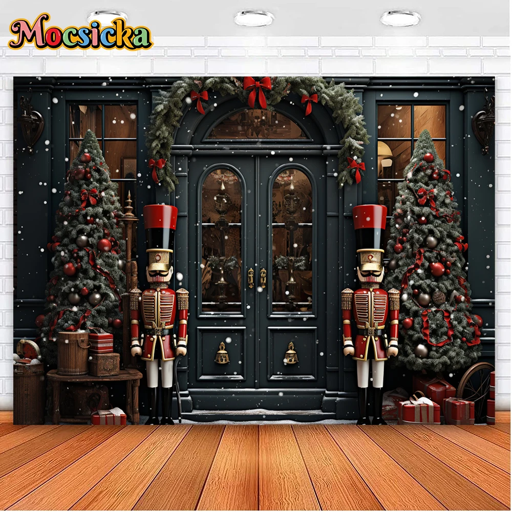 Mocsicka Winter Christmas Photography Backgrounds Toys Shop Xmas Tree Holiday Party Family Portrait Photo Backdrops Studio Props