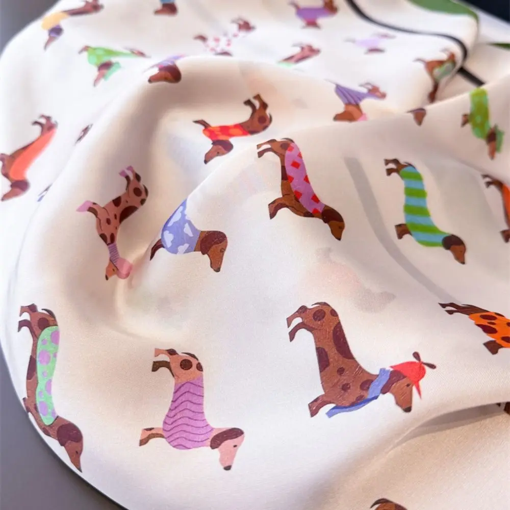 Printed Dachshund Print Print Scarf Geometric Shape Spicy Girls Animal Printed Silk Scarf Y2K Korean Small Square Scarf Vacation