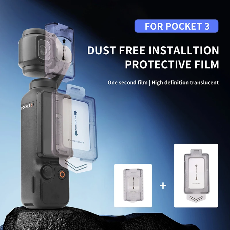 For DJI Osmo Pocket 3 Dust-free Bin Seconds Sticker Tempered Protective Film Camera Lens Display Screen Hard Film Accessories