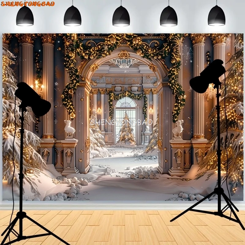 

New Year Christmas Day Festival Photography Backdrop Fireplace Winter Living Room Gift Holiday Photo Studio Background RS-27