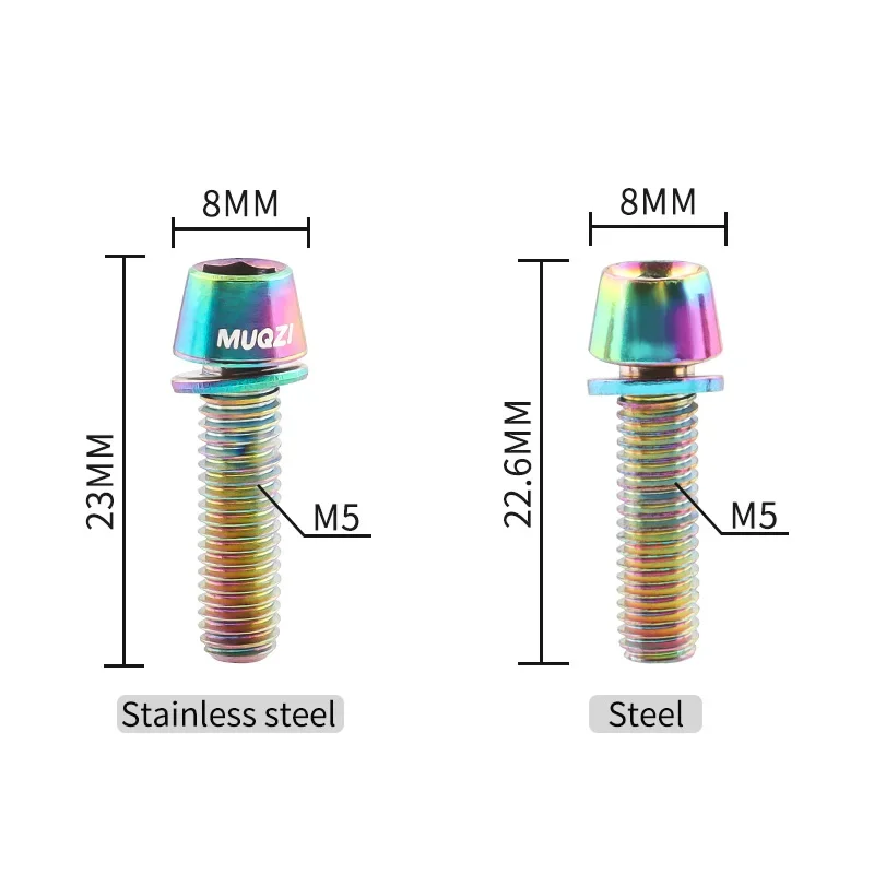 Muqzi สลักเกลียว6ชิ้น M5x17mm สกรูด้ามมือจับจักรยานกับเครื่องซักผ้า MTB ก้านจักรยานถนน