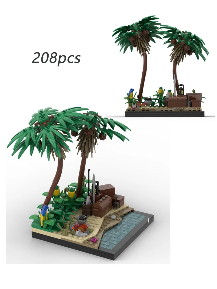 بقعة جديدة MOC-213251 مكعبات بناء تجميع الجسيمات الصغيرة مجموعة ألعاب شجرة نباتية صغيرة لبناء الشاطئ #1