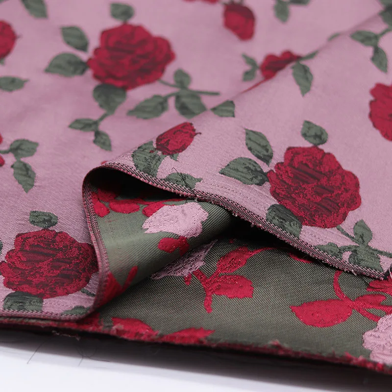 Relief Jacquard Fabric Retro Oil Painting Roses Pattern for Clothing Home Decoration Handbags Designer Diy Sewing By The Meter