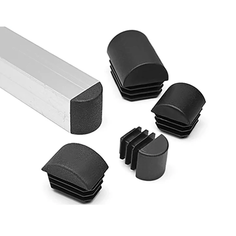 10pcs Square Arc Tube Plug Square Semi-Circular End Cap Slanted Tube Plug 16x16-30x60mm Black White Beige