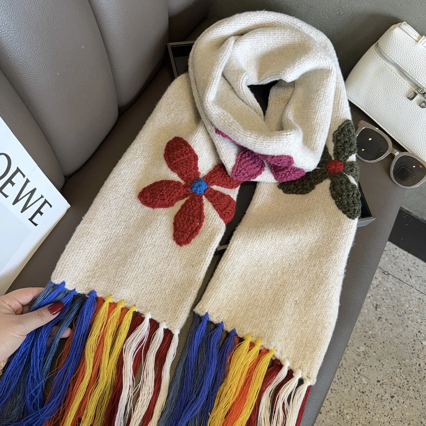 handmade-knitted-floral-scarf-women's-ne-warmer-sli-versatile-winter-faion-korean-sle-plant-floral-patterned-scarf