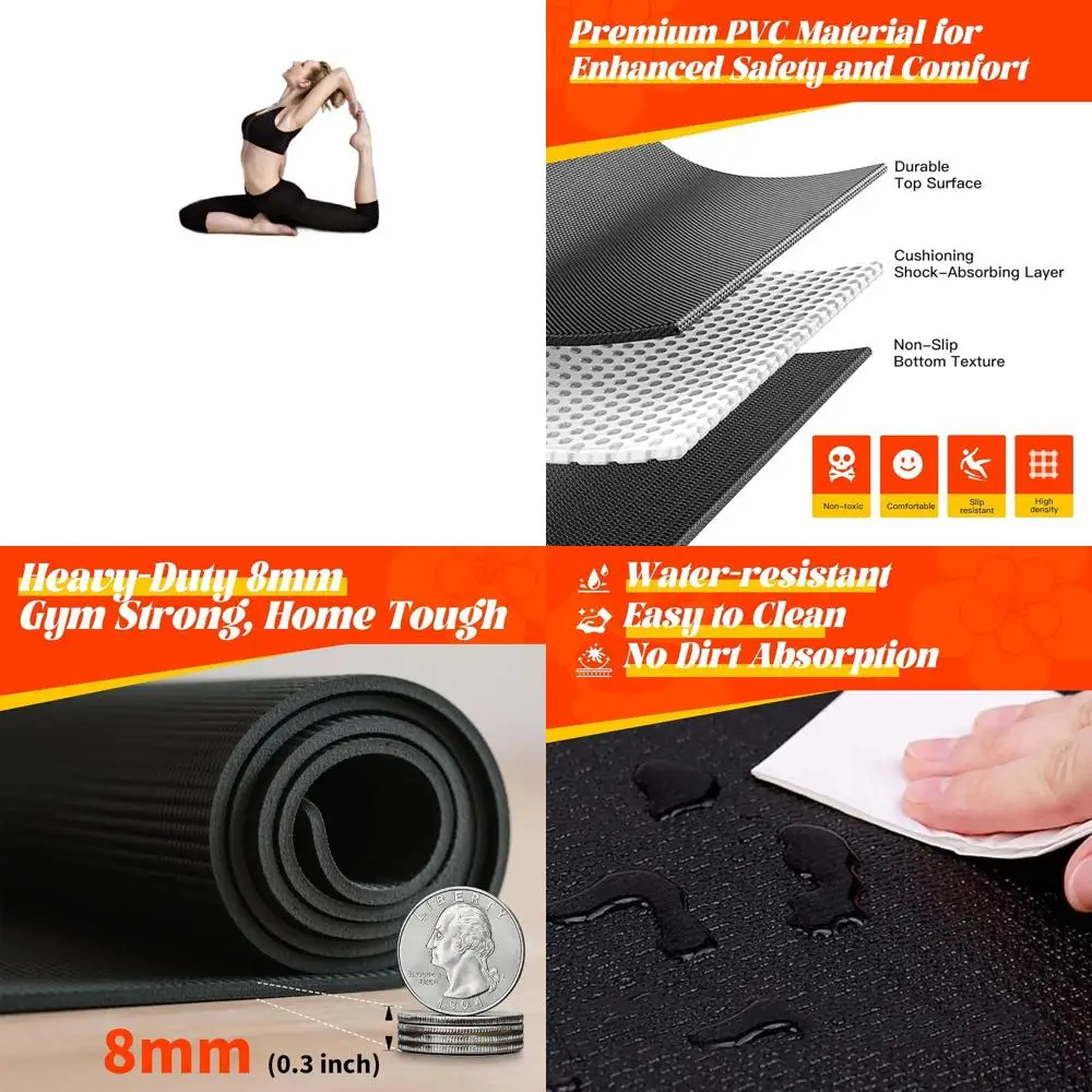 

Thick Heavy-Duty PVC Exercise Mat, 6-10ft Sizes, Non-Slip, High-Density, Suitable for Home Gym and Various Workouts