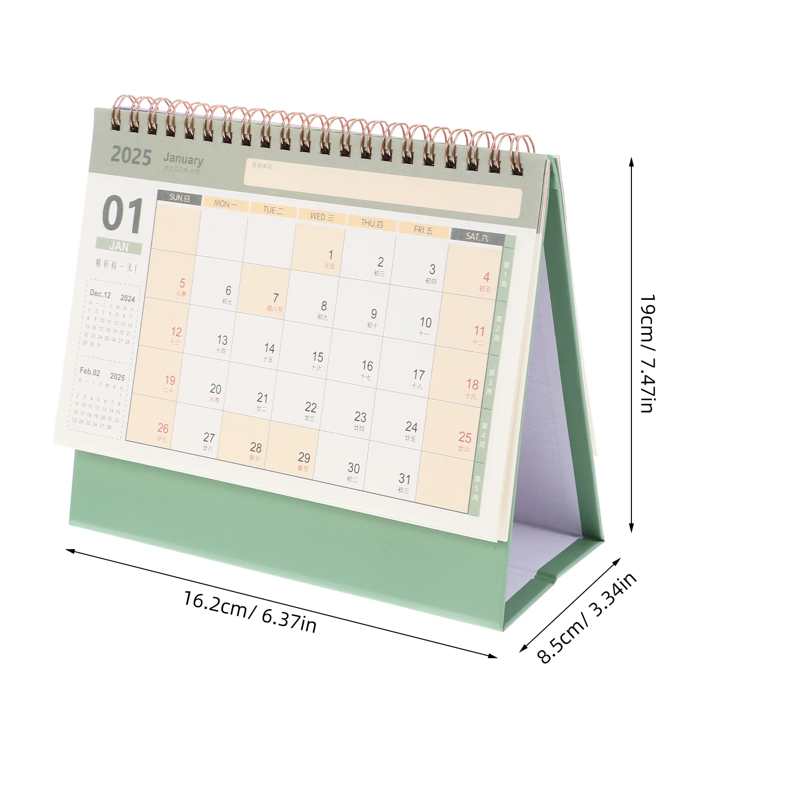 Desk Calendar Countdown Small Table Planner The Circle Desktop Standing Flip Green New Year Mini Baby