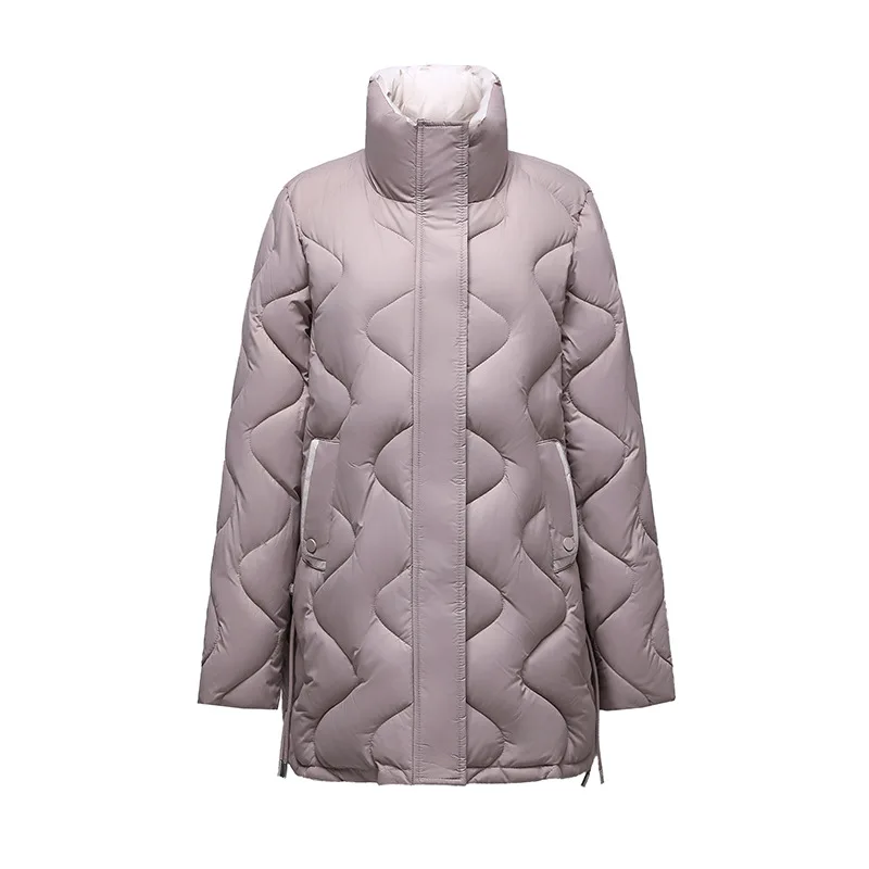 Hooded Parka Down Cotton Clothes Lapel Women'S  Winter New Midi Corrugated Quilted Thick Warm Cotton-Padded Jacket Outcoat Lady