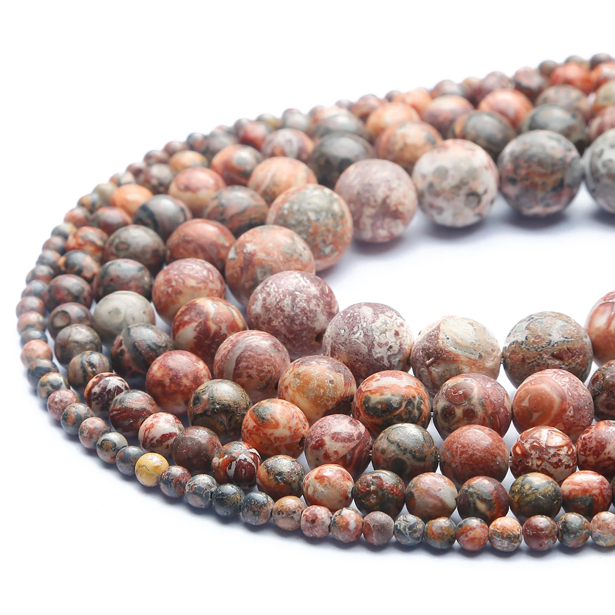 Natursteinperlen aus rotem Leopardenjaspis, runde lose Abstandsperlen für die Herstellung von Schmuck, Armbändern, Halsketten und Ohrringzubehör. – Detail 4