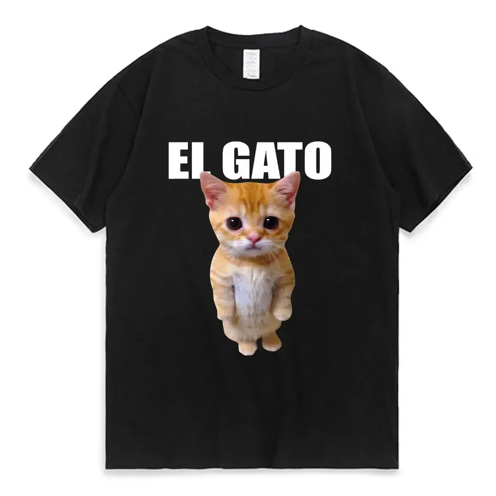 Hot selling and interesting Sad Crying Cat  Fashion Pattern T-shirt Cartoon Harajuku Casual Men cotton shirts for women