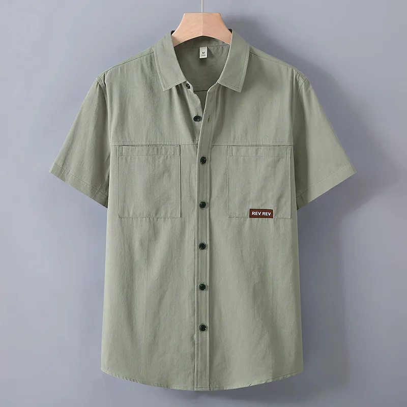 

Men's Pure Cotton ort Sve irt Casual Retro Color Summer Workwear Loose Fit Youth Trendy f Sve Faionable