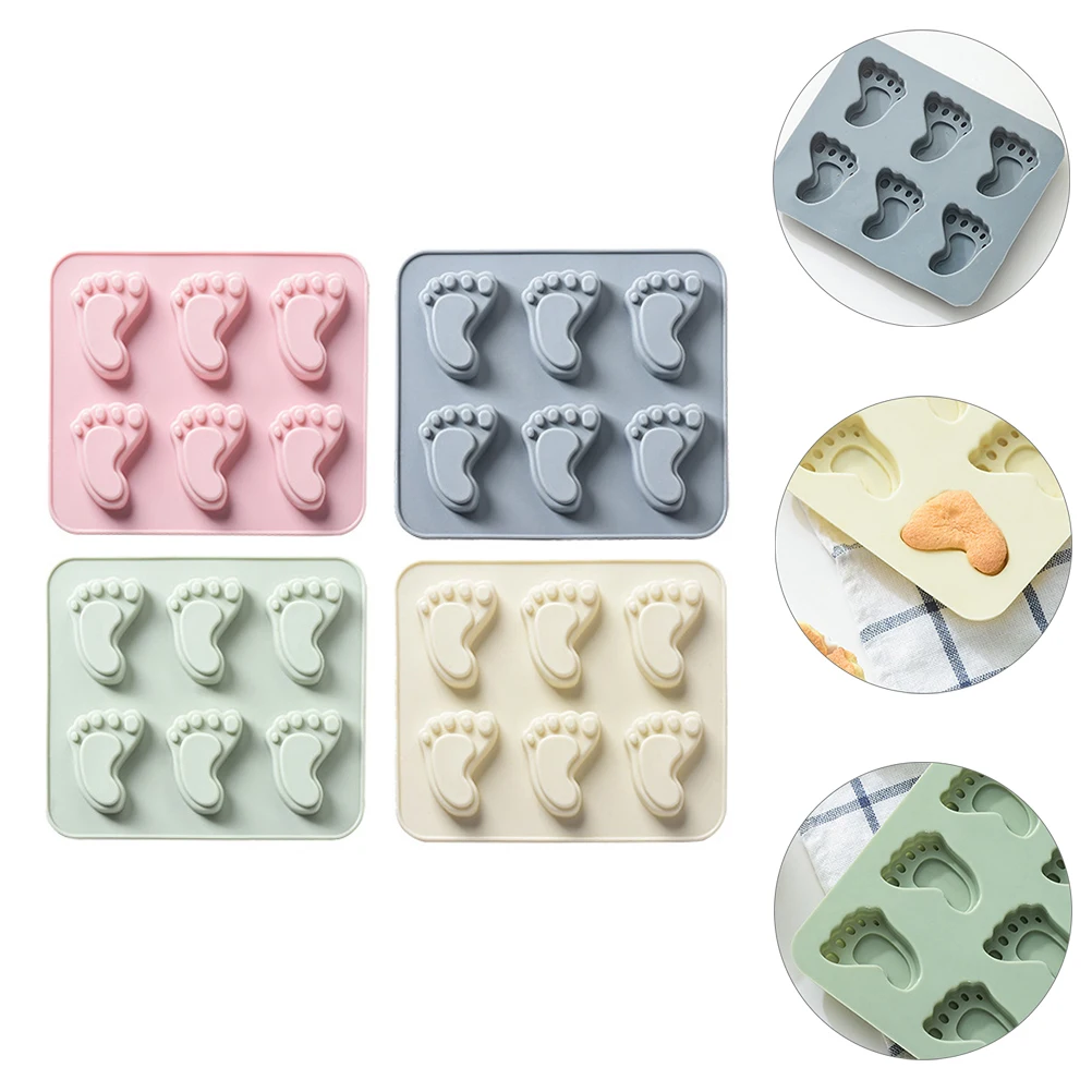 

4 Pcs Footprint Shape Silicone Mold for Baking Cake Decoration Easy Clean Fondant Chocolate Ice Mould Home Use Kitchen Bar