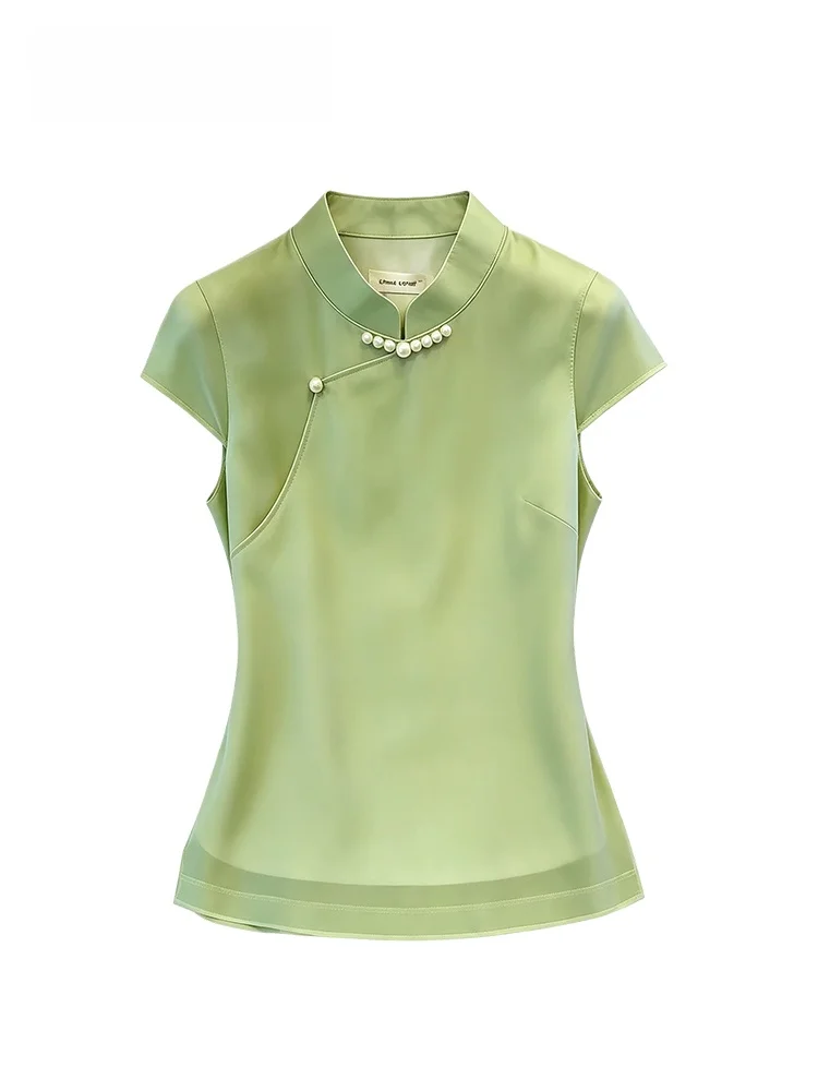 

CaraCLUB plus Size Short Sleeve Dress Women's New Chinese Style Fashion Slimming Skirt Spring Casual round Neck A-Line Dress