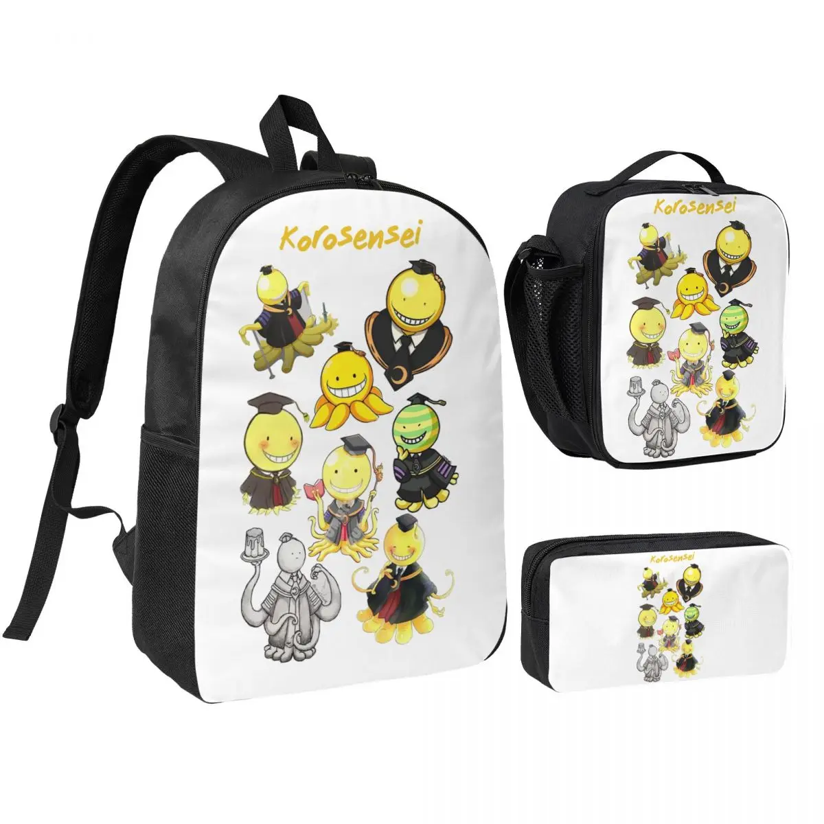 

Assassination Classroom Octopus Koro Sensei Backpack BookBag School Bag Shoulder Bags 3ps Insulated Lunch Bag Pencil Case
