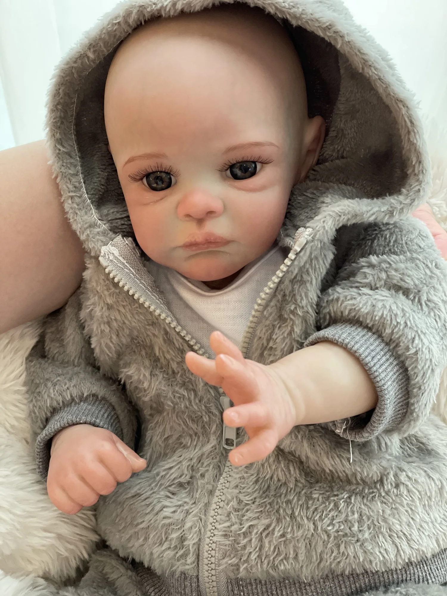 ตุ๊กตาทารกแรกเกิดเปิดตาขนาด40ซม. มี3D วาดเส้นเส้นเลือดดำมองเห็นได้ชัดเจนผ้าเนื้อนุ่มเหมือนจริงตุ๊กตาเด็กแรกเกิดทำด้วยมือ