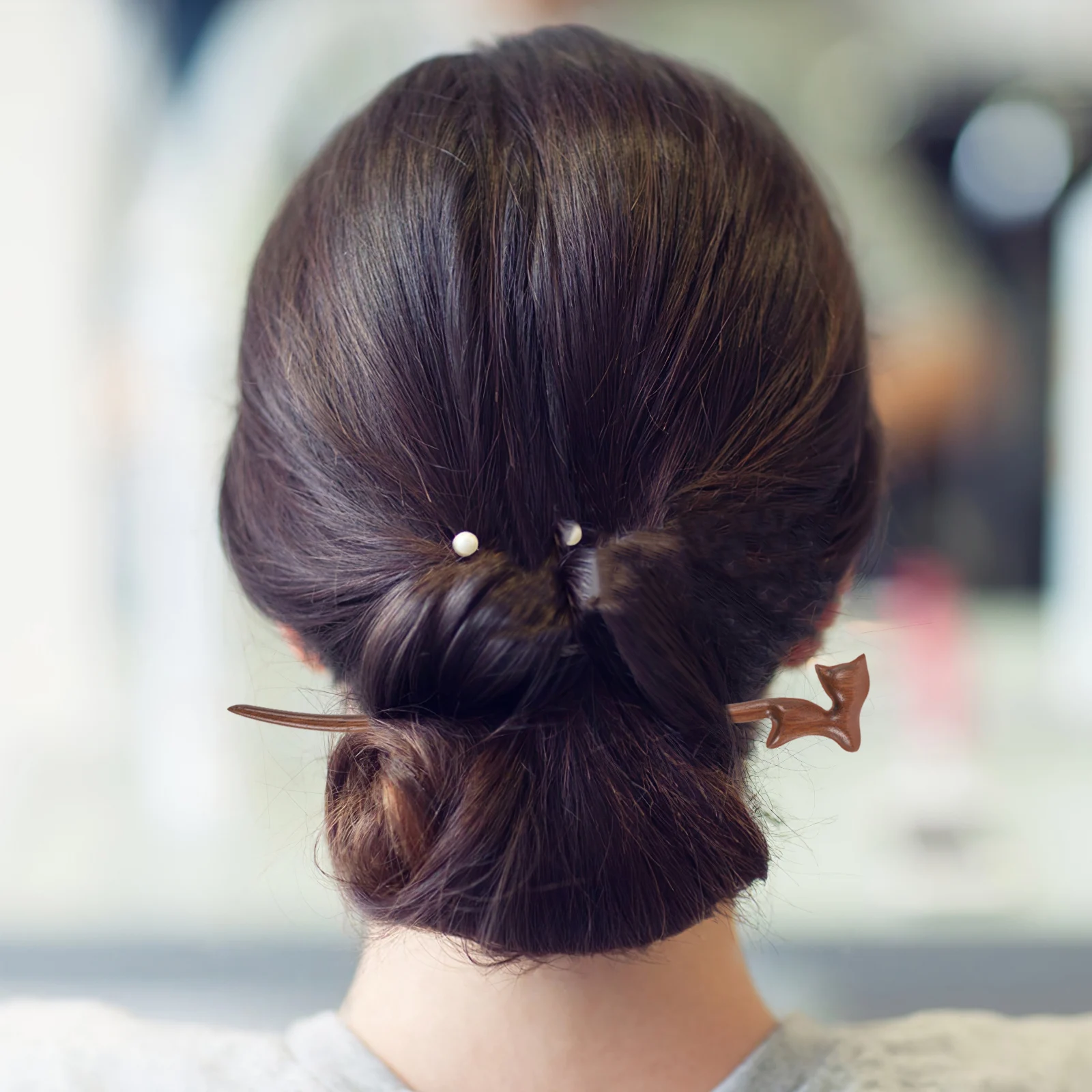 

Golden Sandalwood Hairpin Retro Chinese Style Durable Wood Vintage Cat Design Long Tail Shape Hair Sticks for Women Hairstyles