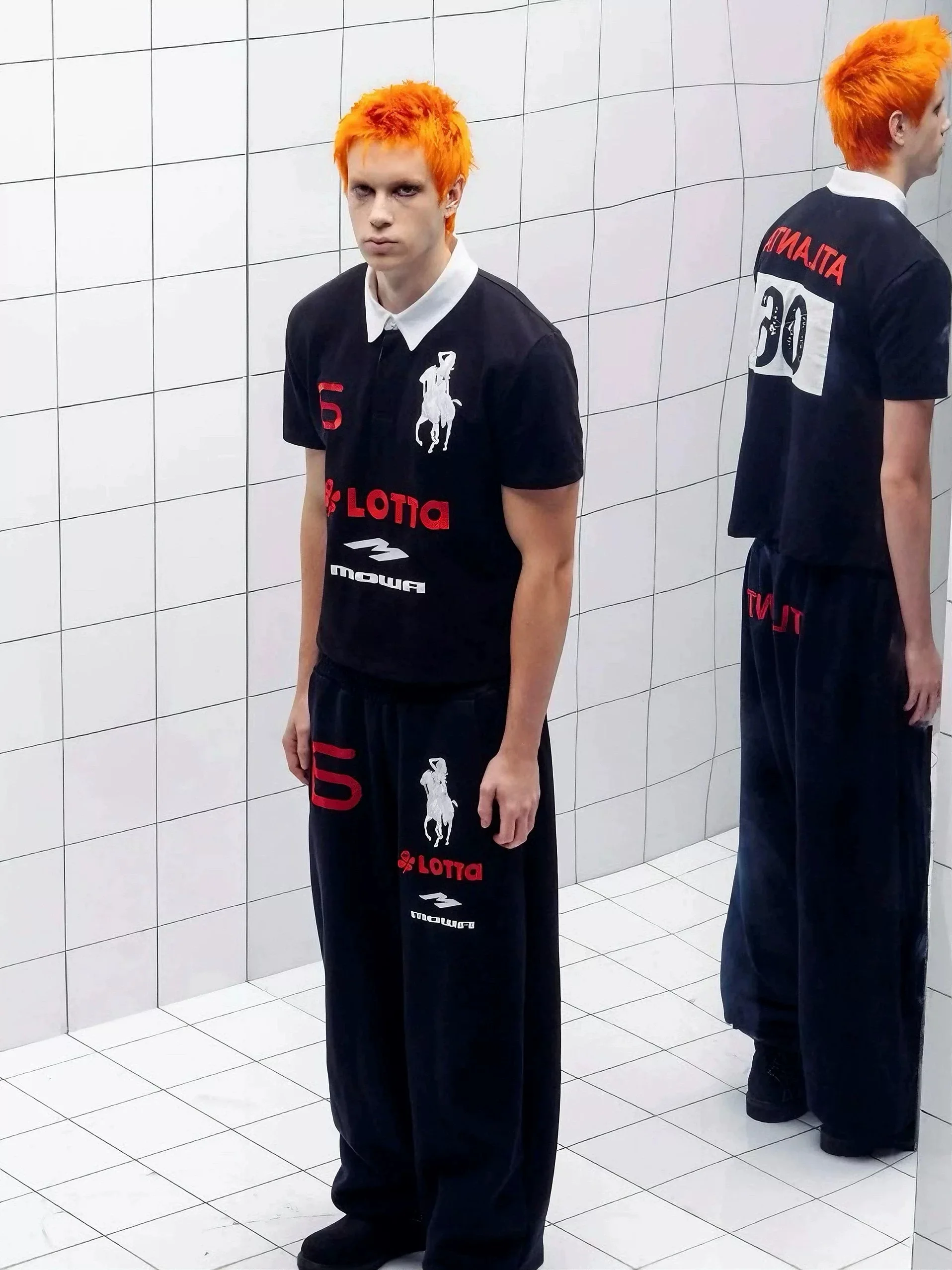 

Mowa Angel War Double Color Stitched Cuffed Pants Loose Wide Leg Sport Sweatpants Youth Trendy Long Pants Autumn