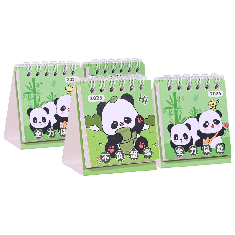 

4Pcs Panda Desk Calendar Standing Flip Mini Desktop Daily Planner Small Table Calendar New Year Monthly Organizer