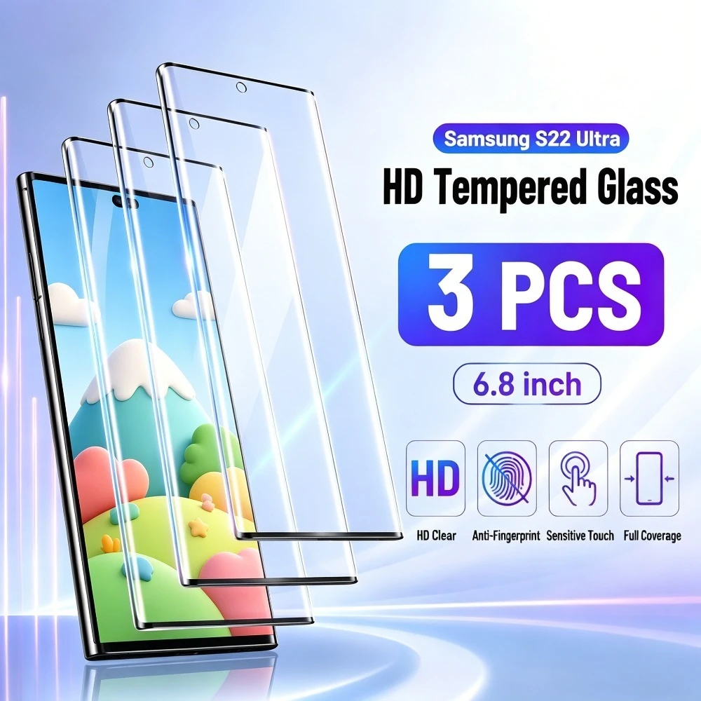 

3Pcs HD Screen Protector Full Cover for Samsung Galaxy S26 S25 S24 Ultra S23 S21 S22 Plus S25 S24 FE Anti-Shatter Tempered Glass