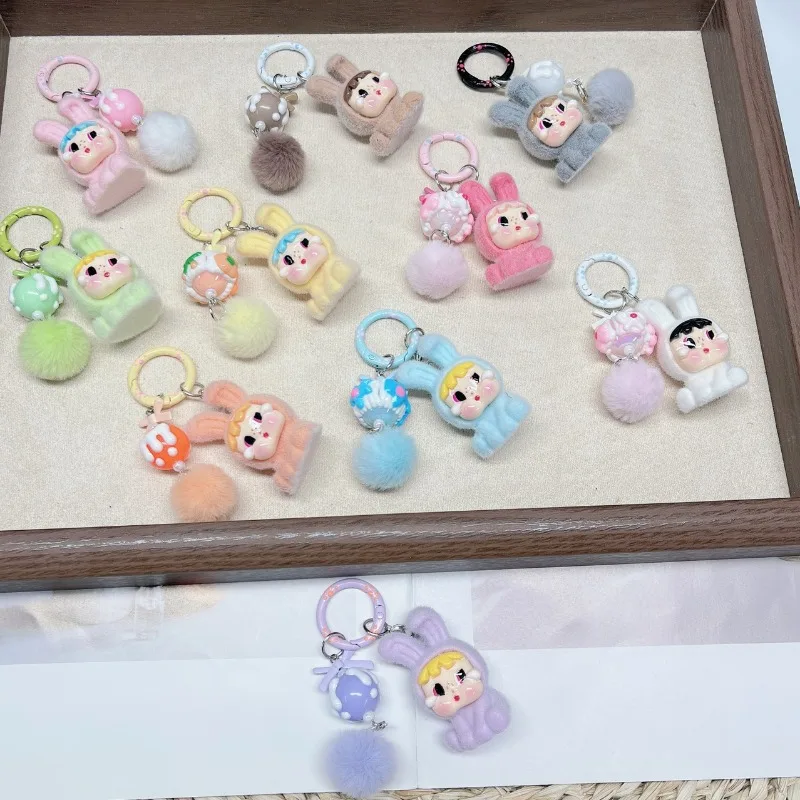 

CryBaby Tears series Cute Cartoon Particles Keychain Flocking Doll Bowknot Pendant Moe Grain Charms Backpack Decoration Gifts