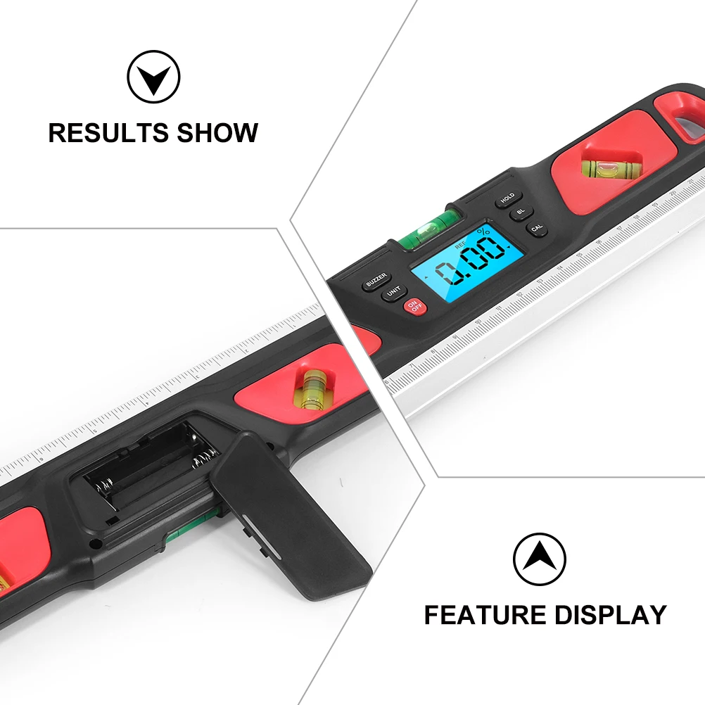 Backlit Level Ruler Portable Bubble Level Precision Horizontal Measuring Instrument Durable Gradient Red for Home