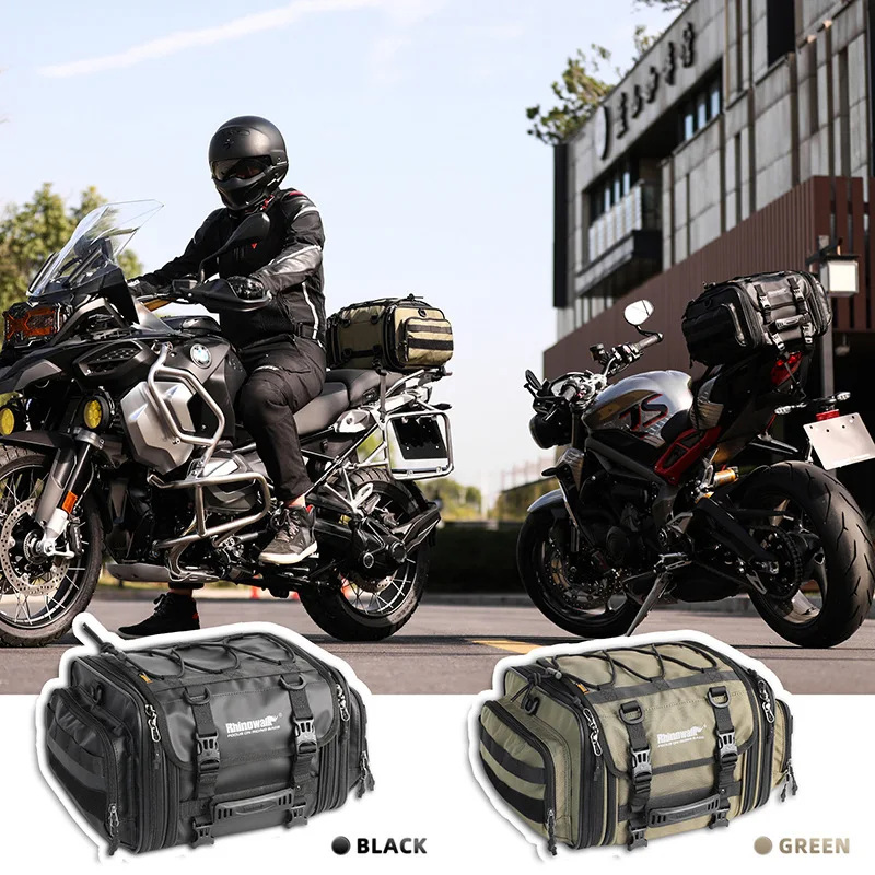 19L-32L/40L-60L Rhinowalk Motorcycle Bag Waterproof PVC Large Capacity Rear Seat Tail Saddle Bag Outdoor Travel Luggage 2 Size