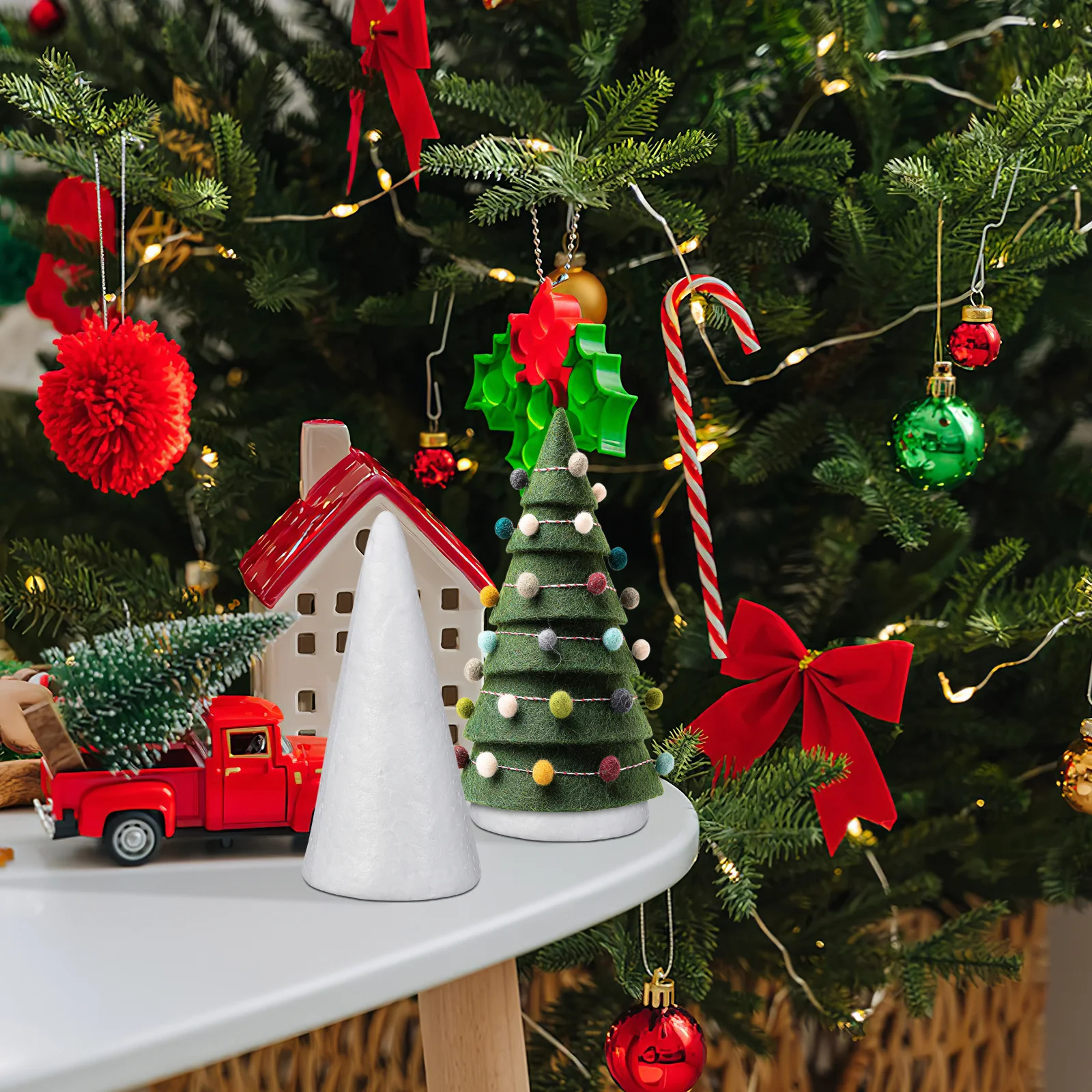 

12Pcs White Foam Cone Solid DIY Crafts Children Handmade Christmas Table Centerpiece Flower Arrangement Cake Stand 15cm